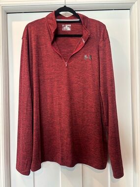 Men’s Under Armour Dark Heather Red Quarter-Zip Pullover Size 2XL
